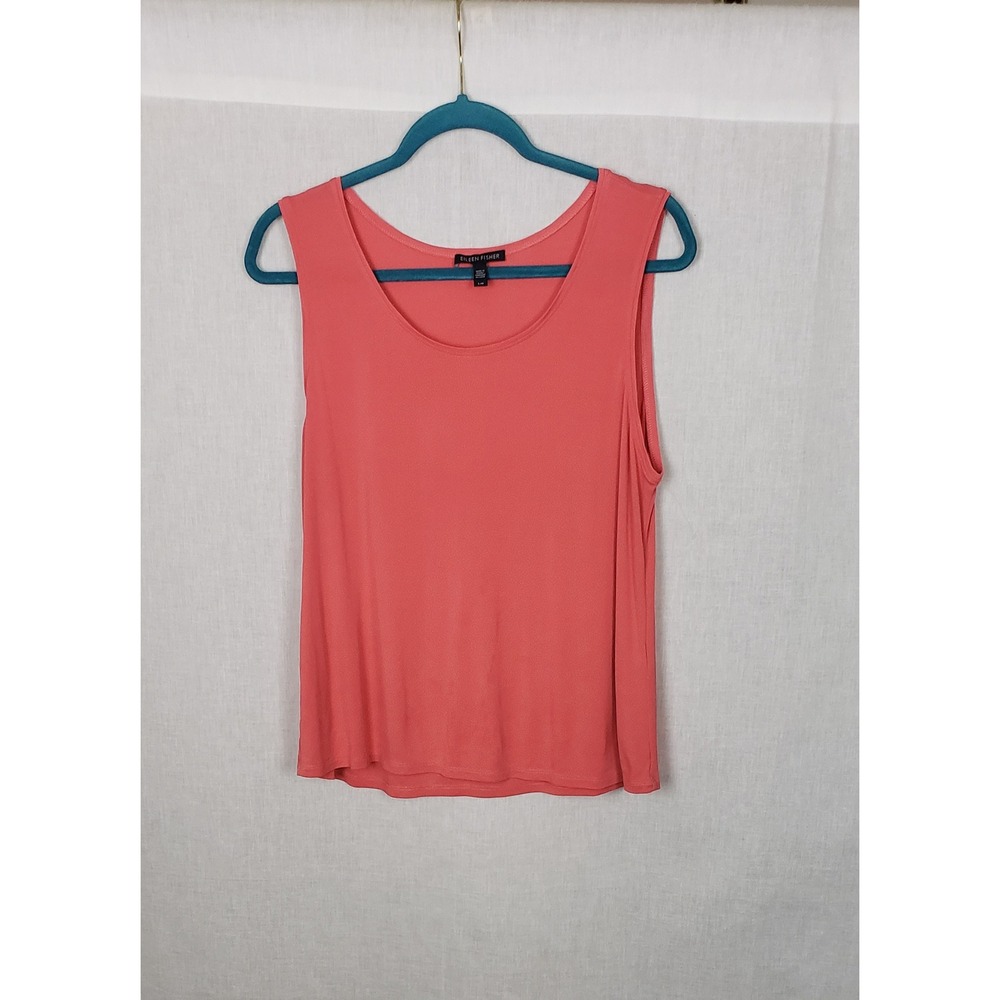 Eileen Fisher 100% Silk Tank Top Coral Pink Sleeveless L Quiet Luxury Chic Fall